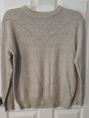 SHEIN Women's Scoop Crewneck Sweater in Light Taupe